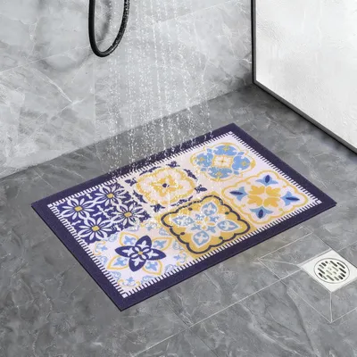 Productafbeelding van Antislip douchemat van PVC, blauw, 60 x 40 cm, sneldrogend, met een oppervlak dat lijkt op luffa