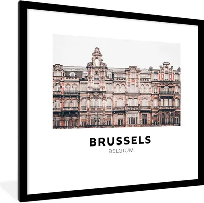 Produktbild von MuchoWow® Gerahmtes Poster Brüssel - Belgien - Häuser 40x40 cm - Poster mit Schwarzem Bilderrahmen Wandposter Rahmen Foto Bilder - Poster - Plakat im Rahmen