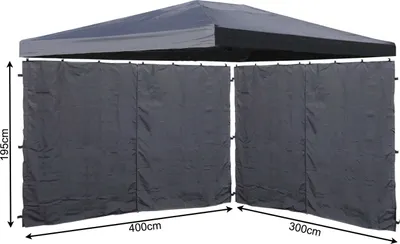 Produktbild von Set Ersatzdach und 2 Seitenteile für Pavillon 3x4m Grau RAL 7012 Pavillondach Ersatzbezug Seitenwand mit Reißverschluss