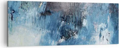 Produktbild von Bild auf Leinwand - Leinwandbild - Einteilig - Abstraktion Blau Schwarz - 140x50cm - Wand Bild - Wanddeko - Wandbilder - Leinwanddruck - Bilder - Wanddekoration - Leinwand bilder - AB140x50-4155