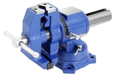 Produktbild von Bankschraubstock - Werkbank-Schraubstock - Sphäroguss - 360° drehbar - Spannweite 100 mm - Ausladung 50 mm - Blau