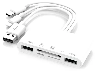 Produktbild von 5-in-1 USB-C/USB-A Kartenleser & OTG-Adapter – Für SD/Micro-SD-Karten, Mobiltelefone & weitere Geräte