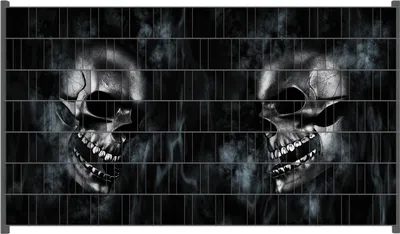 Produktbild von Wallario Zaunsichtschutz mit Motiv Rauchende Schädel für Ein- und Doppelstabmatten Zäune in der Größe 250 x 140 cm