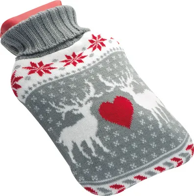 Produktbild von Wärmflasche mit kuscheligem Stricküberzug mit Weihnachtsmotiv