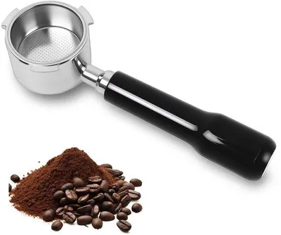 Productafbeelding van Unyqoos® Bodemloze filterhouder, 51 mm, geschikt voor espressomachines, gemaakt van voedselveilig roestvrij staal, met ergonomische ABS-handgreep, zwart
