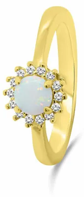 Produktbild von Wunderschö ner vergoldeter Ring mit Opal und Zirkonen RI056Y - Schaltung: 56 mm