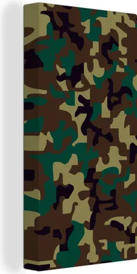Produktbild von MuchoWow® - Leinwandbilder - Camouflage-Muster mit dunklen Farben, Wandbild, Wanddeko Bilder Wohnzimmer, 20x40 cm