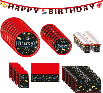 Produktbild von 62-tlg. Gaming Party Set für Kindergeburtstag