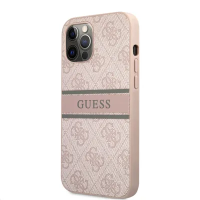 Obrázek produktu pro GuessPolyuretan4G Printed Stripe Zadní Kryt pro iPhone 12/12 Pro Pink
