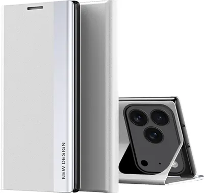 Produktbild von Hülle für iPhone 17 Pro, Kunstleder Magnetisch Klapp Stand Schutzhülle Weiß