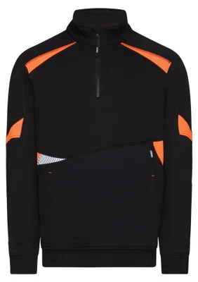 Produktbild von DASSY® Sweatshirt ARATU – Troyer mit Reflexdetails & Kängurutasche – Hohe Sichtbarkeit schwarz/fluo orange M