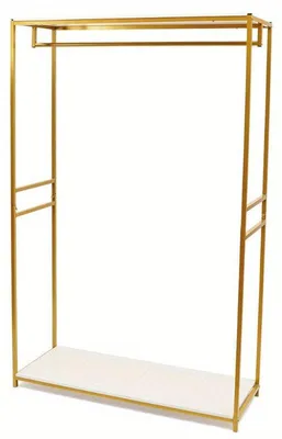 Obrázek produktu pro Věšák na oblečení – Kovový věšák – Tyč na oblečení – Garderobní věšák – Zlatá barva – Výška 190 cm – Robustní kov
