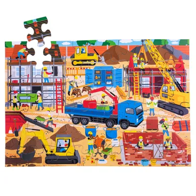 Zdjęcie produktu dla Bigjigs Toys Puzzle podłogowe plac budowy 48 elementów