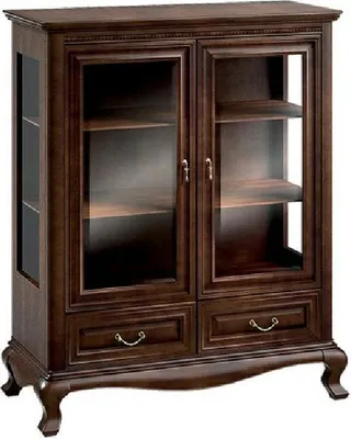 Produktbild von Klassische Vitrine Vitrinenschrank Schrank Echtholz Vitrinen V-W 3-4 Glasschrank