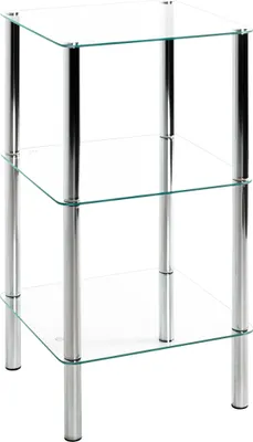 Immagine prodotto di HAKU Scaffale da bagno cromato - Metallo, vetro di sicurezza da 5 mm, L/A/P: 39x77x39 cm
