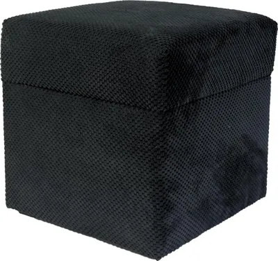 Obrázok produktu pre Zamatová stolička ZEFIR DOT 40x40 cm štvorcová s úložným priestorom - rozkladacia čalúnená stolička do obývačky - čierna