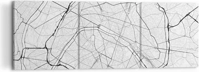 Produktbild von Bild auf Leinwand - Leinwandbild - 3 Teile - Stadt Karte Paris - 120x40cm - Wand Bild - Wanddeko - Wandbilder - Leinwanddruck - Bilder - Wanddekoration - Leinwand bilder - Wandbild - CA120x40-4868