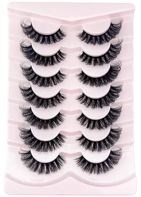 Produktbild von Falsche Wimpern Kunstwimpern Strip-Wimpern - 7 Paar - D-Curl - Wispy - Natürlicher Look - Cat Eye