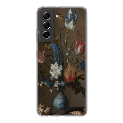 Produktbild von MuchoWow® Handyhülle Schutzhülle Hülle für Samsung Galaxy S21 FE Blumen in einer Wan-Li-Vase und Muscheln - Gemälde von Balthasar van der Ast Silikon Softcase Handy Hülle - Mobiltelefonhülle