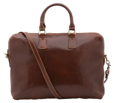 Immagine prodotto di Borsa da lavoro in vera pelle, con tracolla removibile, realizzata a mano in Italia