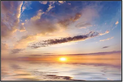 Produktbild von Wallario Wandbild Sonnenuntergang über dem Wasser, Größe: 61 x 91,50 cm, Poster mit schwarzem Aluminiumrahmen