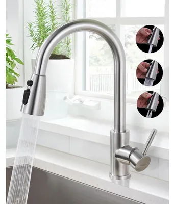 Produktbild von Küchenarmatur Edelstahl 304, 360° Schwenkbar, Gebürstetes Nickel
