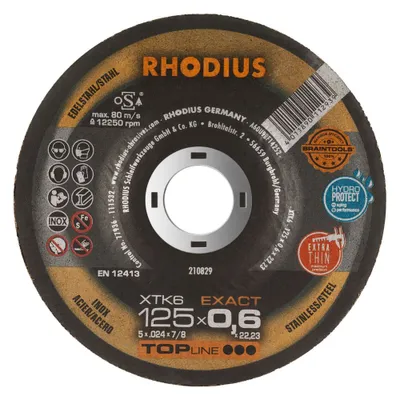 Zdjęcie produktu dla RHODIUS TOPline XTK6 EXACT Tarcza do cięcia bardzo cienka 125 x 0,6 x 22,23 mm 50 szt