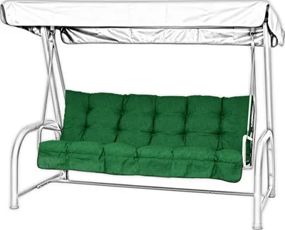 Produktbild von AMPO, 2-teiliges Schaukelkissen Set FLORA für Hollywoodschaukel, Grün, 70% Baumwolle 30% Polyester, Füllung aus PUR-Schaumgranulat, mit 8er-Steppung, Rüschen & Besatz, Länge: 135 cm, Breite: 50 cm, Höhe: 10 cm