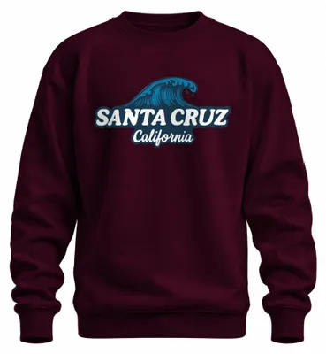 Produktbild von Santa Cruz California Surfen Welle Strand Küste Surfer Sweatshirt Pullover, Burgundy, M