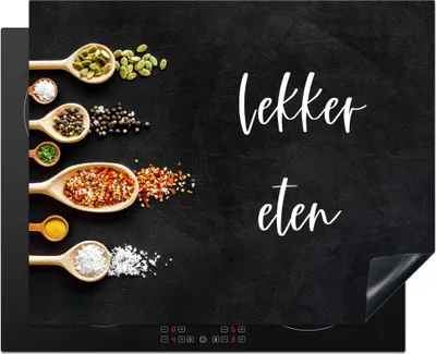 Produktbild von KitchenYeah© Herdabdeckplatte Zitate - Gewürze - Sprichwörter - Gutes Essen , 65x52cm, Küche Deko, Glaskeramikkochfeld Herdabdeckung, Abdeckplatte fùr Kochfeld