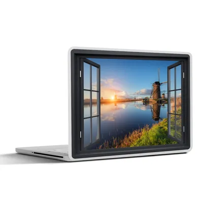 Produktbild von MuchoWow® Laptop Aufkleber Sticker Cover Aussicht - Mühle - Sonne 30x21 cm - Sticker für Laptop - Selbstklebend