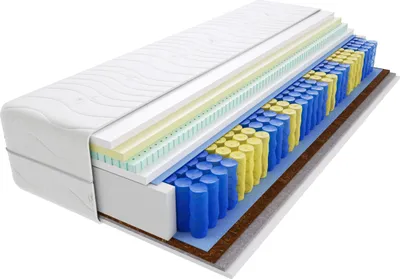Produktbild von Matratze 185x190 cm Doppelmatratze, H3 & H5 Federkernmatratze, Taschenfederkernmatratze 27 cm Hoch Latex Kokosfaser Visco Memory Rosshaar Hypoallergene, HR-Schaum, Wendematratze mit Klimafaser, Gesteppter Bezug Dario Max