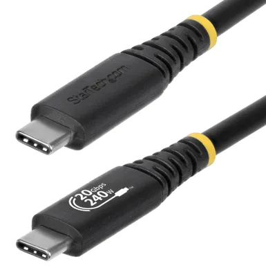 Productafbeelding van StarTech.com - USB-kabel - USB-C (mannelijk) naar USB-C (mannelijk) - USB4 / Thunderbolt 3 / Thunderbolt 4 / DisplayPort 1.4 - 2 meter - Ondersteunt 4K120Hz, robuust, uitgebreid vermogensbereik (EPR), ondersteunt Power Delivery 3.1, flexibel - Zwart