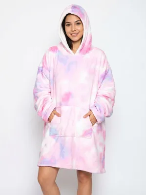 Produktbild von Dicke Decke Übergröße Kapuzen-Sweatshirt Warm Weiches Sherpa Rosa