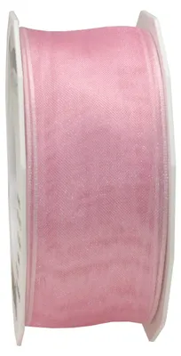 Organza-Kantenband mit Draht, hellrosa, 40 mm x 25 m