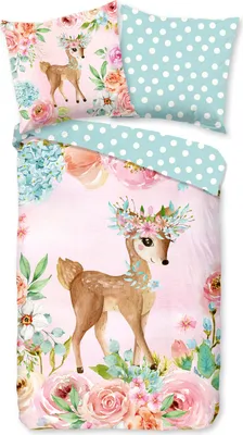 Produktbild von Good Morning Kinder Bettwäsche Hirsch  - 135x200 cm - 100% Baumwolle