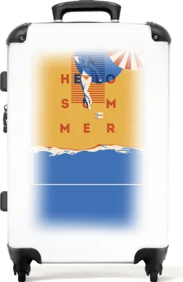 Produktbild von NoBoringSuitcases.com® Großer Koffer - Vintage - Text - Strand - Sommer - Meer - Kombinationsschloss TSA - Hartschalen Trolley 4 Rollen - 72 liter - Reisekoffer - 66 cmKoffer Mittelgroß 67x43x25 cm, 72L,