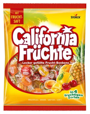 Produktbild von Open Food Storck California Früchte 425G - Storck - 425 g, 425 g, C, e270, e330, Zitrone, Aromen, Zucker, Glukose Frktose Sirup, 3 %* (Orange, Konzentrierte Ruchtsäfte 1,..., 374 kcal, 71 g