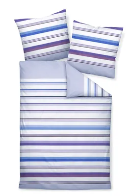Produktbild von Janine Design Mako-Satin Bettwäsche-Garnitur J.D. 87094 Farbe traubenmischun dunstblau Größe 155x220 + 80x80 cm