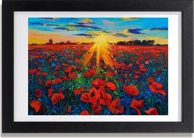 Produktbild von Bild 30x20 MDF-Rahmen, Wandkunst Mohnfeld