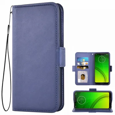 Obrázok produktu pre Puzdro na mobilný telefón pre Motorola Moto G7 Power kryt na mobilný telefón, Motorola Moto G7 Power kryt kožené puzdro na telefón pre Motorola Moto G7 Power flipové puzdro, modré