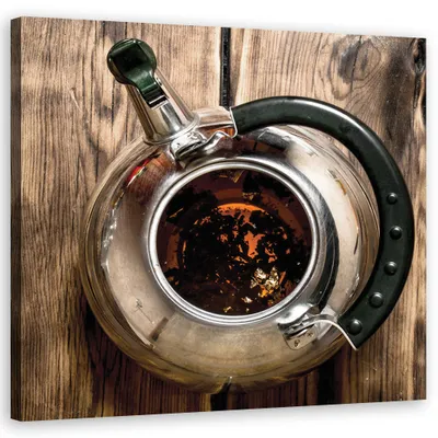 Produktbild von Leinwandbild Teekanne 60x60 Feeby Braun bild für die wand bereit zum aufhängen