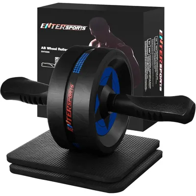 Produktbild von Bauchroller mit Kniematte, Bauchmuskeltrainer für Zuhause, Blau