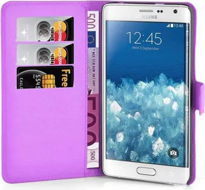 Produktbild von Cadorabo Hülle für Samsung Galaxy NOTE EDGE Schutz Hülle in Lila Handyhülle Etui Case Cover Magnetverschluss