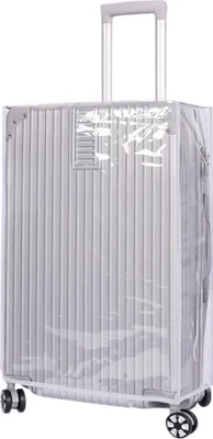 Image de Protège-Valise En Pvc, Housse De Valise Transparente Avec Bandes Magique, Housse De Valise Imperméable, Anti-Poussière Et Anti-Rayures Gris 18 pouces