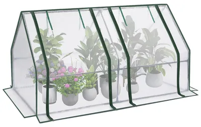 Image de Serre - Serre en film plastique - Bâche en polyéthylène renforcée - Portes pliantes - 4 piquets - Blanc
