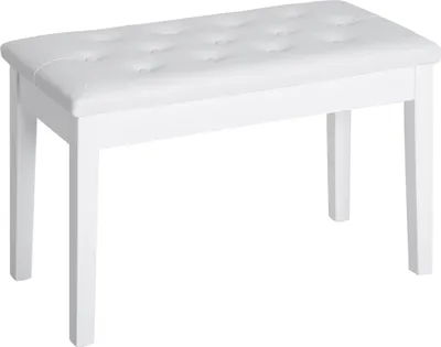 Produktbild von HOMCOM Klavierhocker Klavierbank traditionellen Flurbank im Landhausstil kosmetischer Hocker Stauraum Gummiholz Kunstleder Weiß 76 x 36 x 50 cm