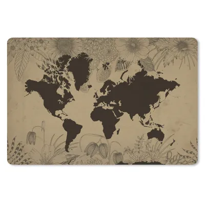 Produktbild von MuchoWow® Mauspad Mousepad Weltkarte - Vintage - Schwarz 27x18 cm - Mousepads - Maus Mat - Pad - Mausunterlage - Büroartikel - Desk Matten