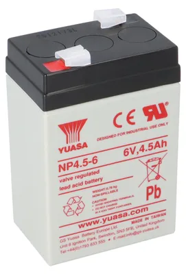 Zdjęcie produktu dla Akumulator Yuasa NP4.5-6 AGM, ołowiowo-kwasowy, 6V, 4,5Ah – z zaciskami Faston F1, 4,8 mm