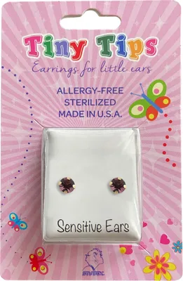 Produktbild von Studex Sensitive​ Tiny Tips Chirurgenstahl Ohrstecker vergoldet mit Februar-Amethyst